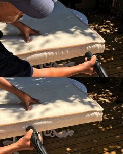 “Professional upholstery deep cleaning in Strand by Boland Cleaning removing dirt and stains from outdoor cushions.”