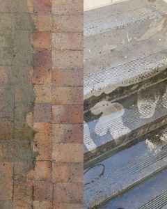 Before and after paving and stair pressure cleaning in Stellenbosch by Boland Cleaning.