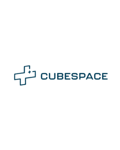 Cubespace logo in dark blue showing a geometric plus symbol.